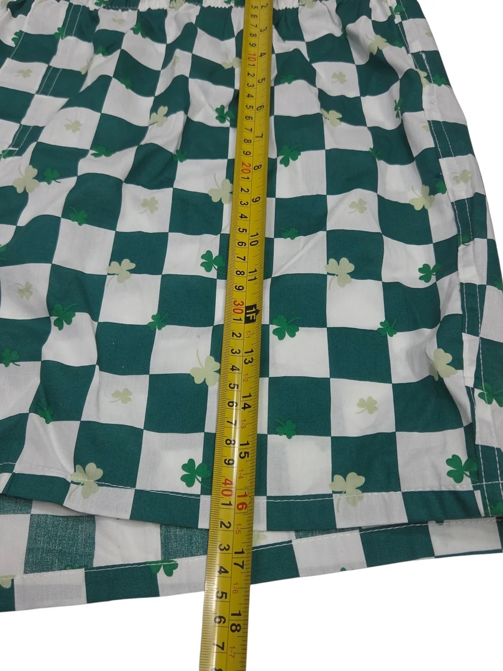 Old Navy Green and White Checkered Boxers with Shamrock Motif. Size XXL